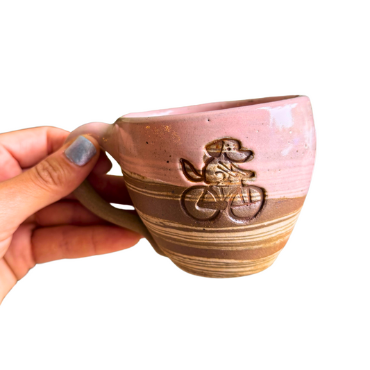 TAZA ARTESANAL MANADA MORTAL - PERRITO ROSA